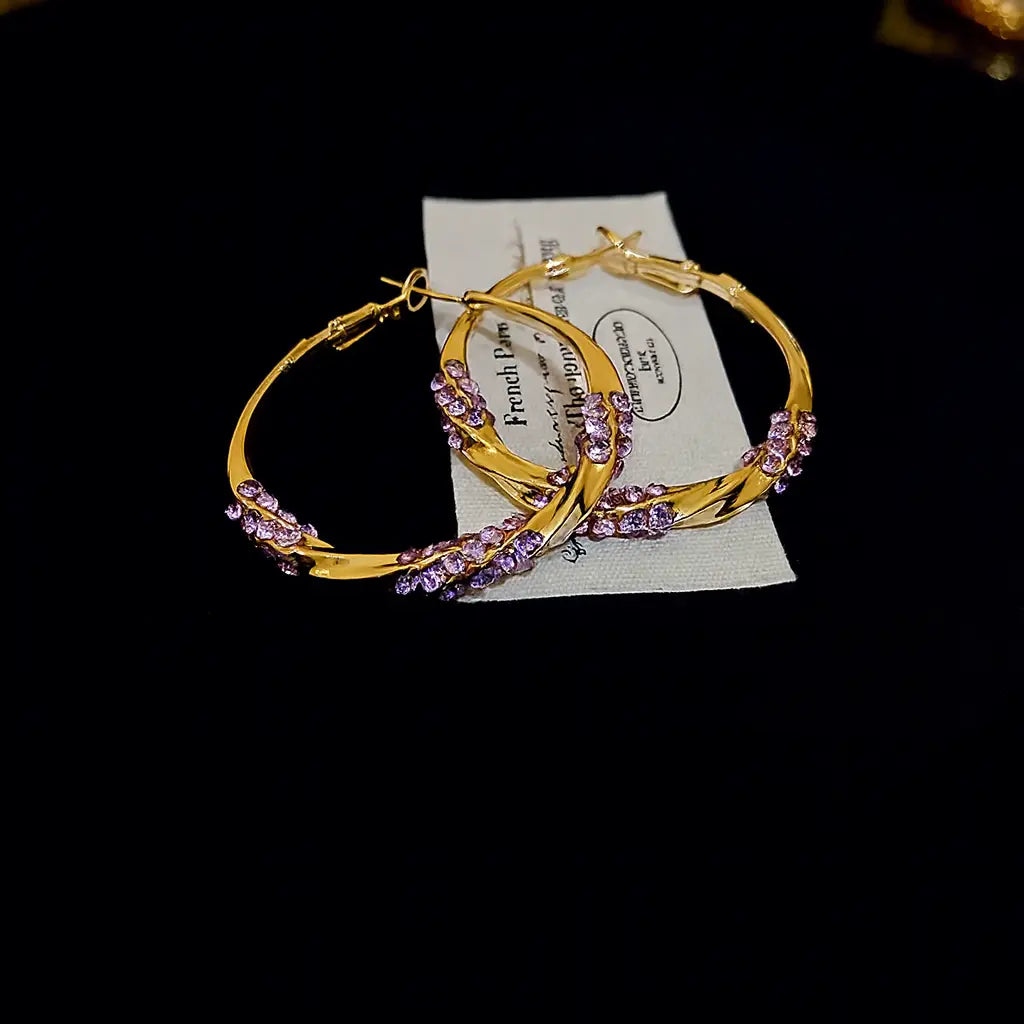 All-Match Purple Hoop Earrings
