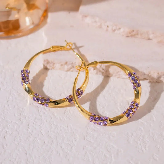 All-Match Purple Hoop Earrings