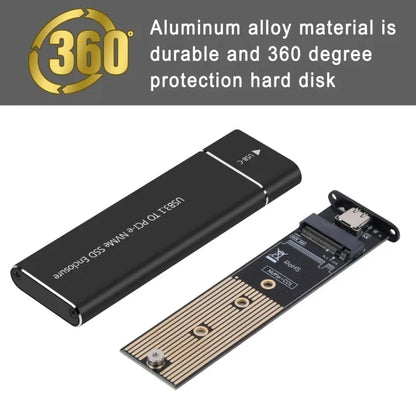 M.2 NVMe SSD Enclosure – USB-C Gen2 10Gbps with USB-A Cable
