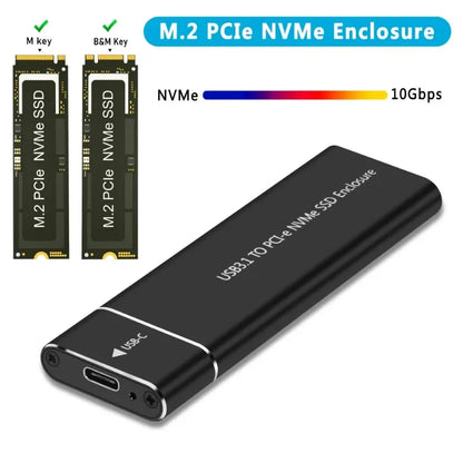 M.2 NVMe SSD Enclosure – USB-C Gen2 10Gbps with USB-A Cable