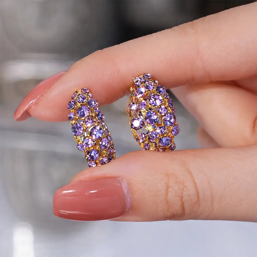 Luxury Purple Zircon Earrings