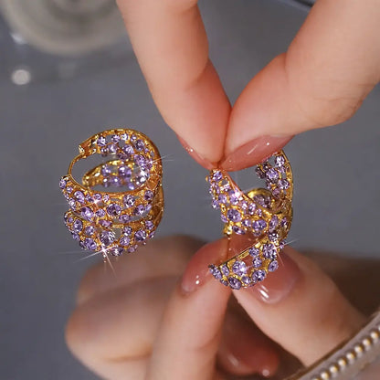 Luxury Purple Zircon Earrings