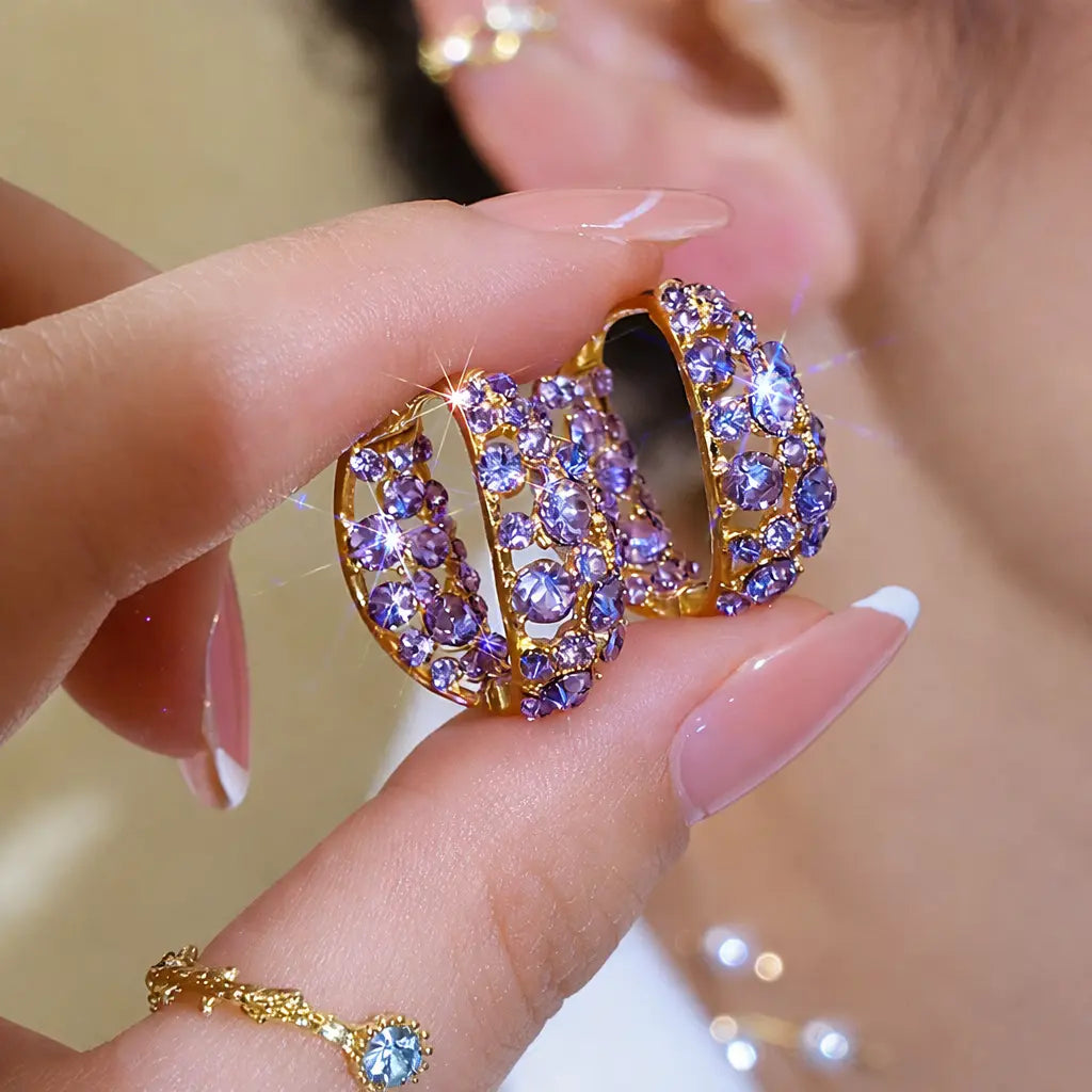 Luxury Purple Zircon Earrings