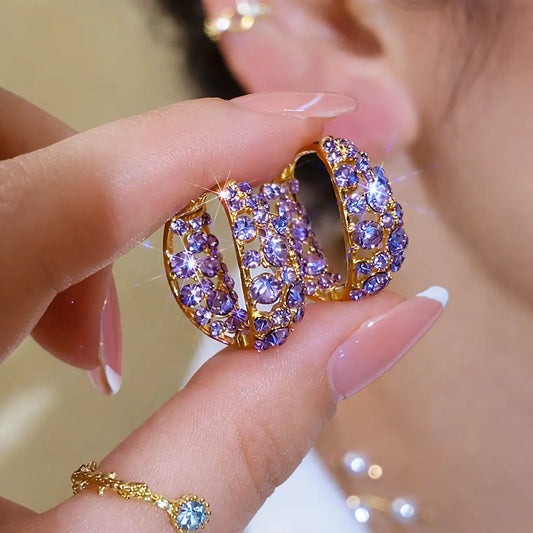 Luxury Purple Zircon Earrings