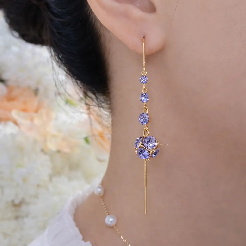 Lavender Purple Crystal Drop Earrings