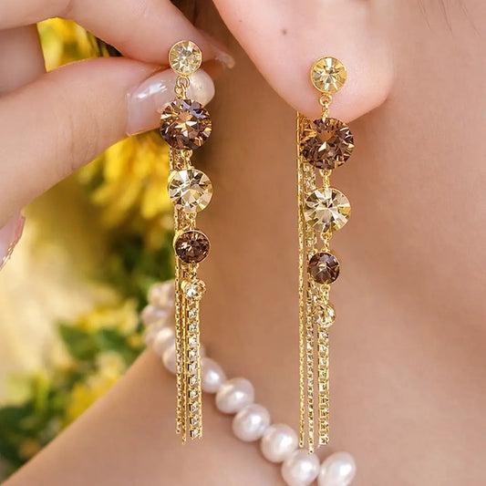 Light Luxury Diamond Tassel Earrings