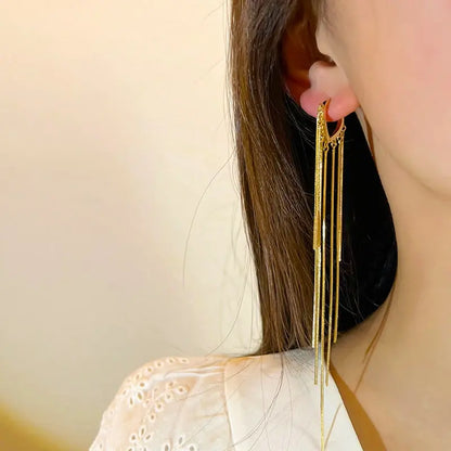 Golden Heart Tassel Earrings