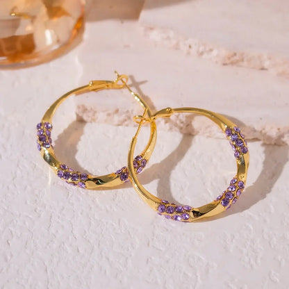 All-Match Purple Hoop Earrings