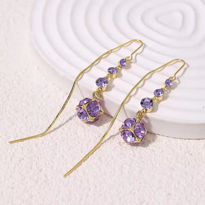Lavender Purple Crystal Drop Earrings