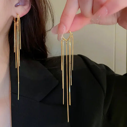 Golden Heart Tassel Earrings